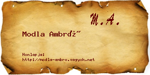Modla Ambró névjegykártya
